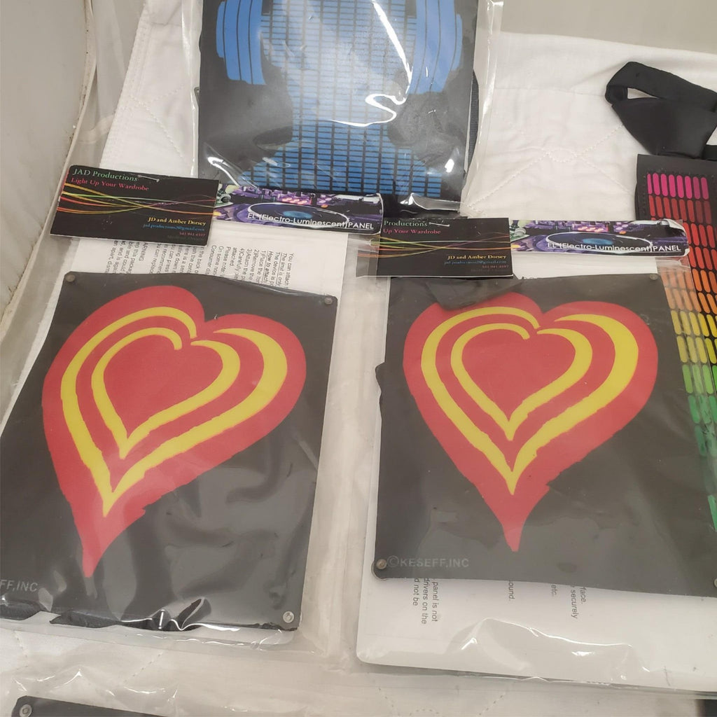 Lot of 11 Cybwear Electro-Luminescent Panel & Sound Activated flashing LED Ties