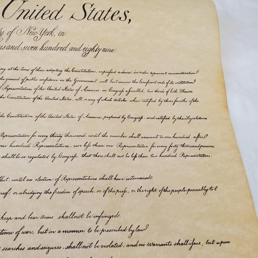 Bill of Rights Poster on Hand-Finished Antiqued Parchment Paper