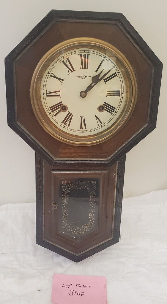 Vintage 1920s Seikosha Octagon Drop Regulator Wall Clock Japan Schoolhouse Style