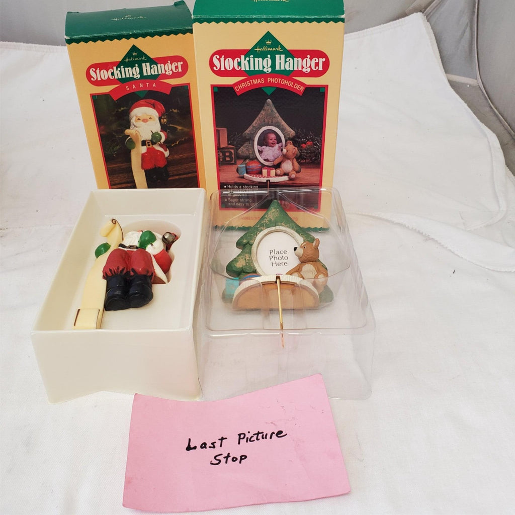 Lot of 2 Hallmark Christmas Stocking Hanger Photo Holder