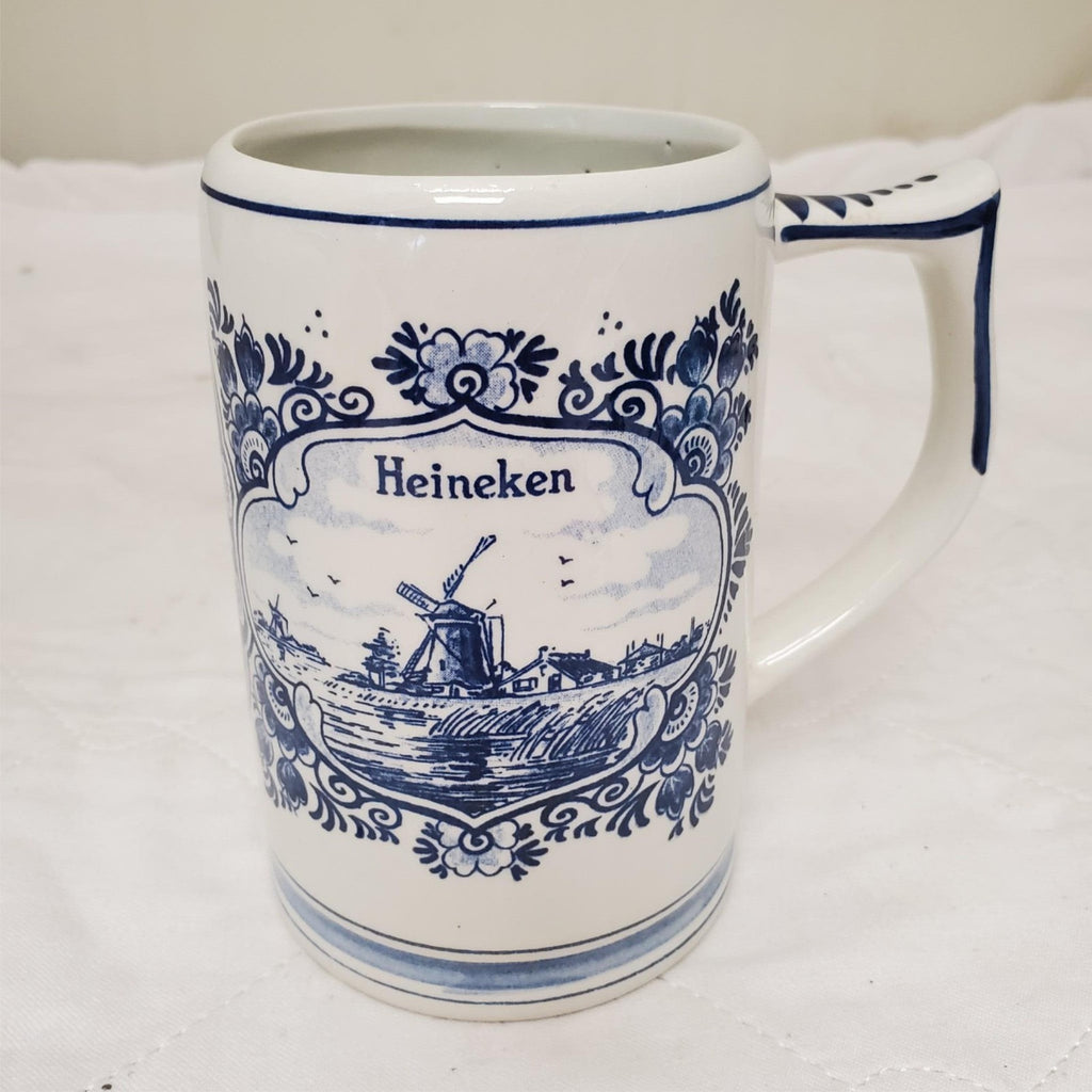 Heineken Delft Blue Holland Hand Painted Ceramic Beer Mug Stein