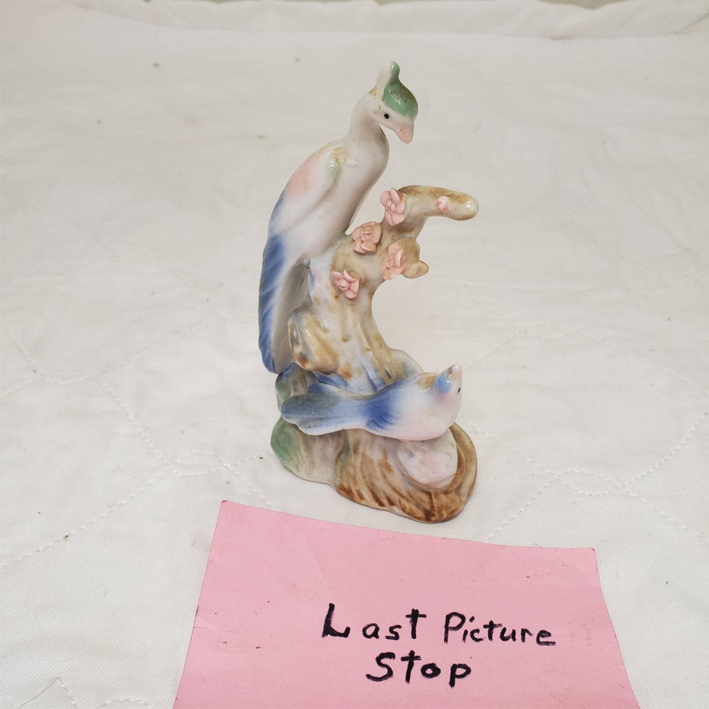 Ceramic Peacocks On Floral Pastels Branch Figurine 