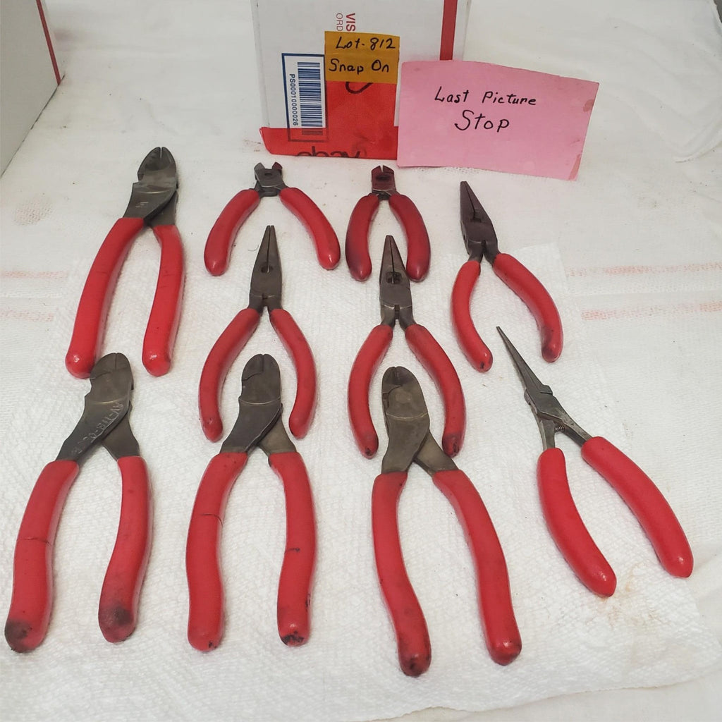 Lot of 10 Snap on Red Handle Pliers Mixed Types Professional Tools LOT-812