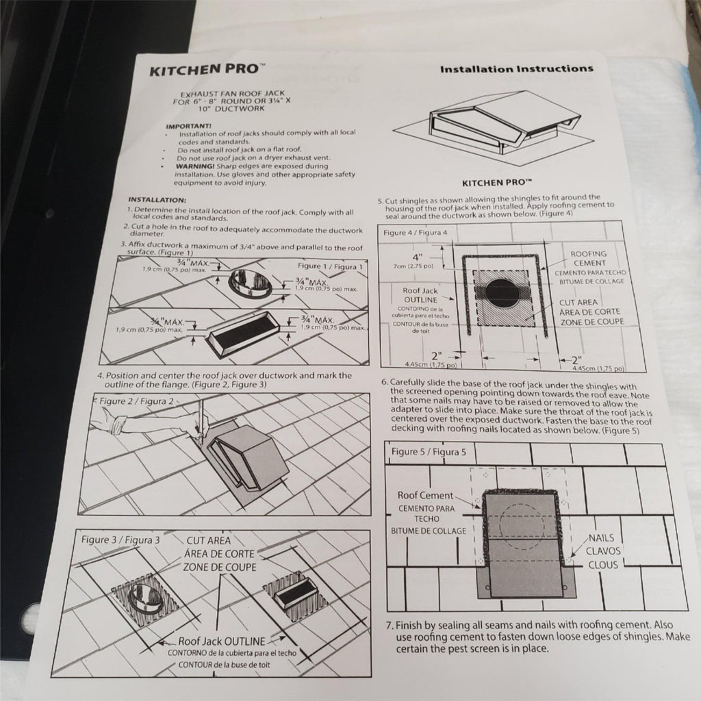 TopShield Kitchen Pro Roof Jack TSKV68 Black Vent Cover Round Ductwor