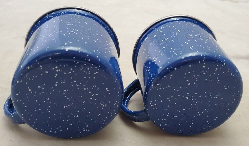 Two GSI Outdoor Blue Enamelware Coffee Beverage Cups Mug Camping Hunting Fishing