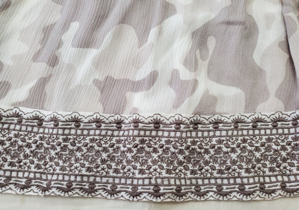 Nuche Muchette Off-Shoulder Blouse Full Sleeves Border Trim Size 0/S