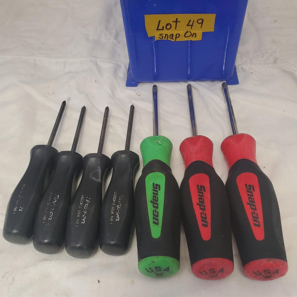 Lot of 7 Assorted Snap-On Hard Grip Screwdriver Set Red/green/Blk Lot-49