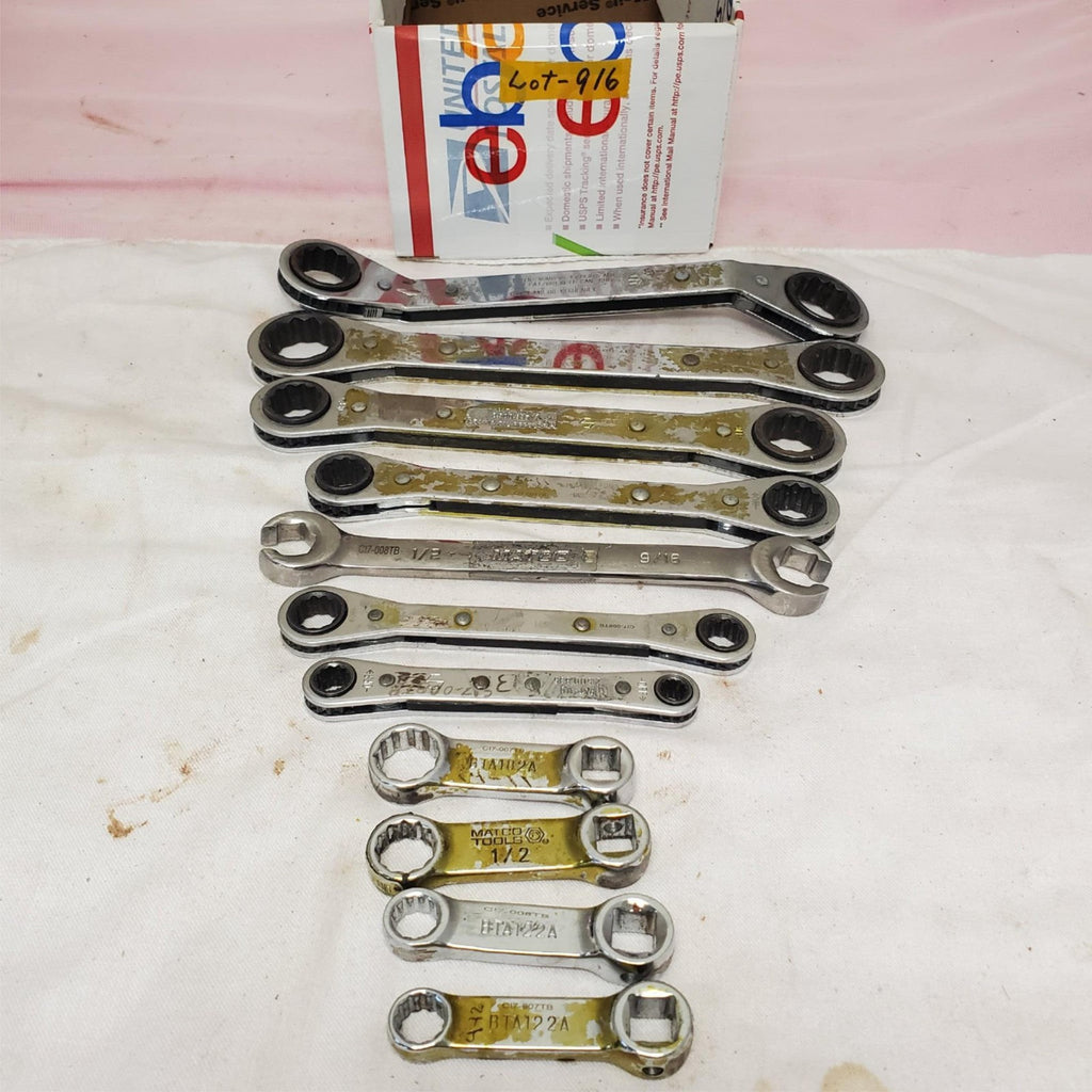 Lot of 11 Assorted Ratcheting Box End Wrench Set LOT-916