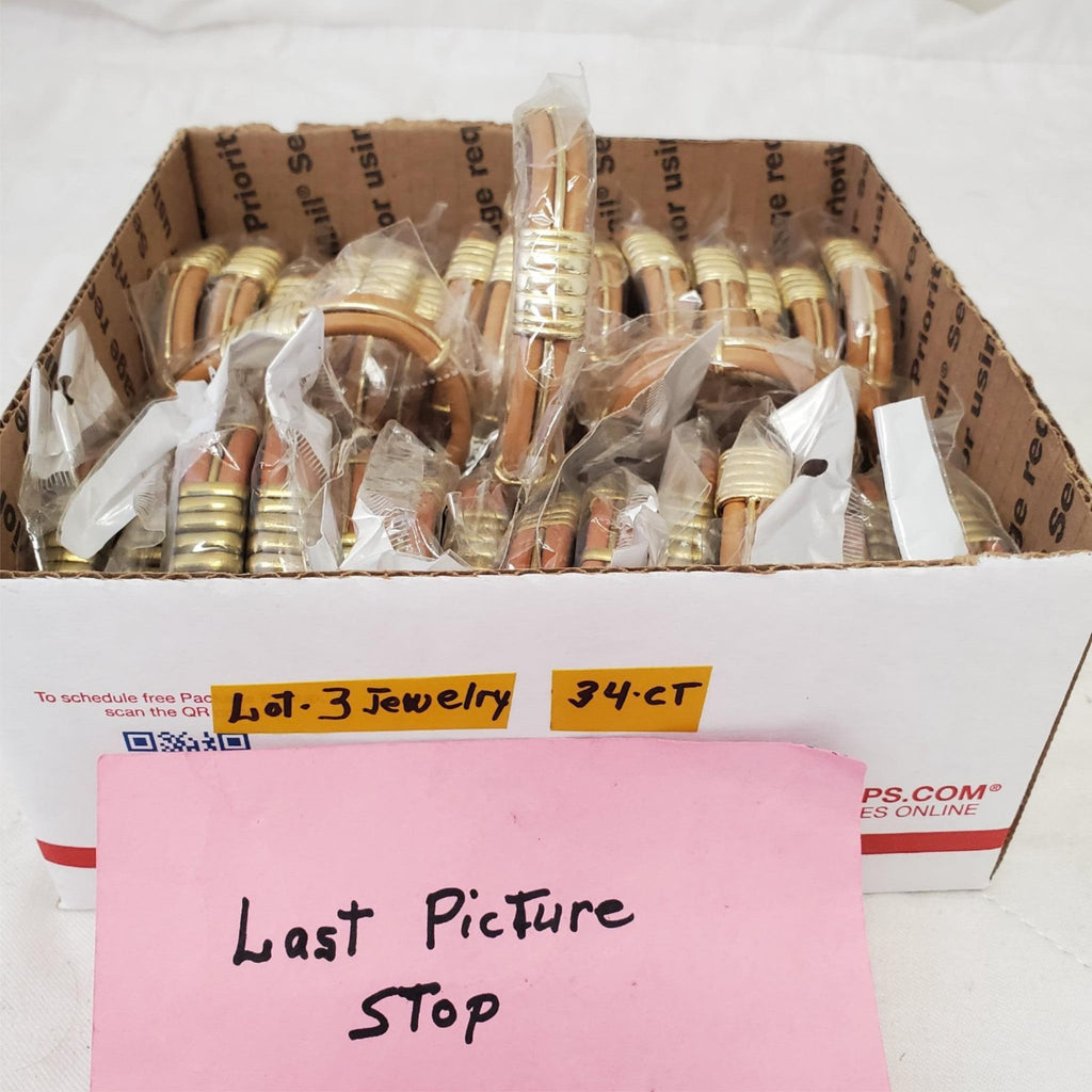 Lot of 34 Gold Metal Beige Leather Bracelet LOT-3