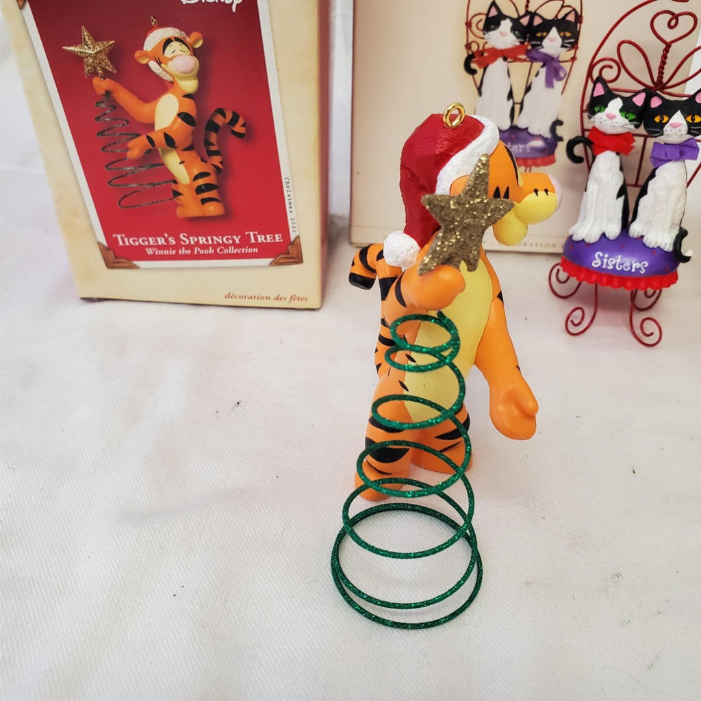Lot of Hallmark Keepsake Tiggers Springy Tree,Clownin Around & Sisters Ornaments