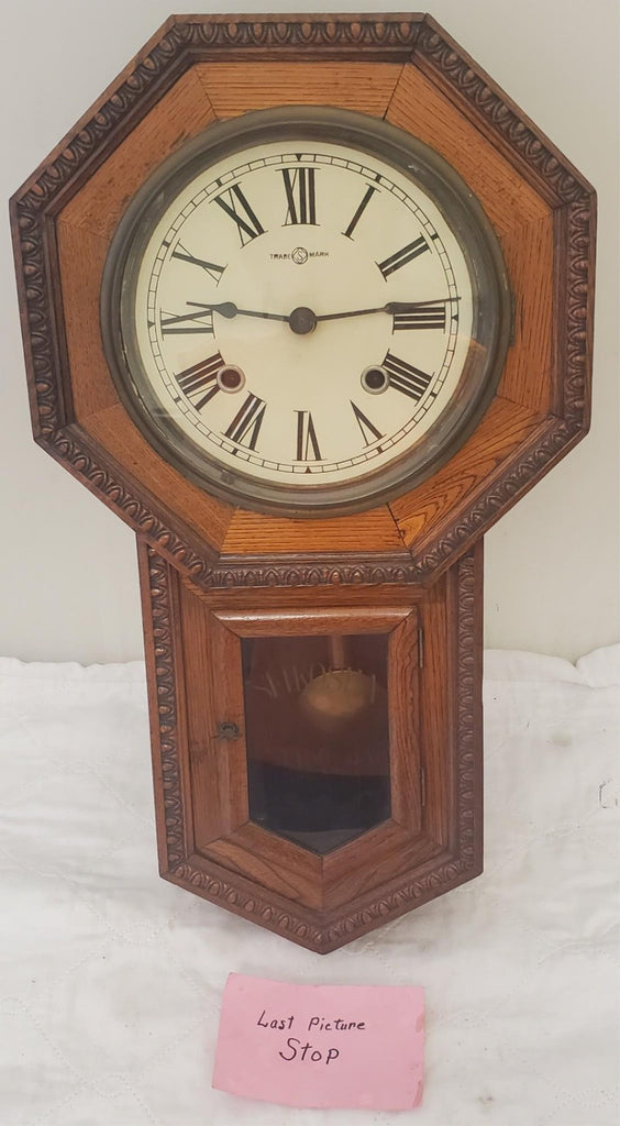 Antique Working 1920's SEIKOSHA Japan Octagon Drop School Regulator Wall Clock