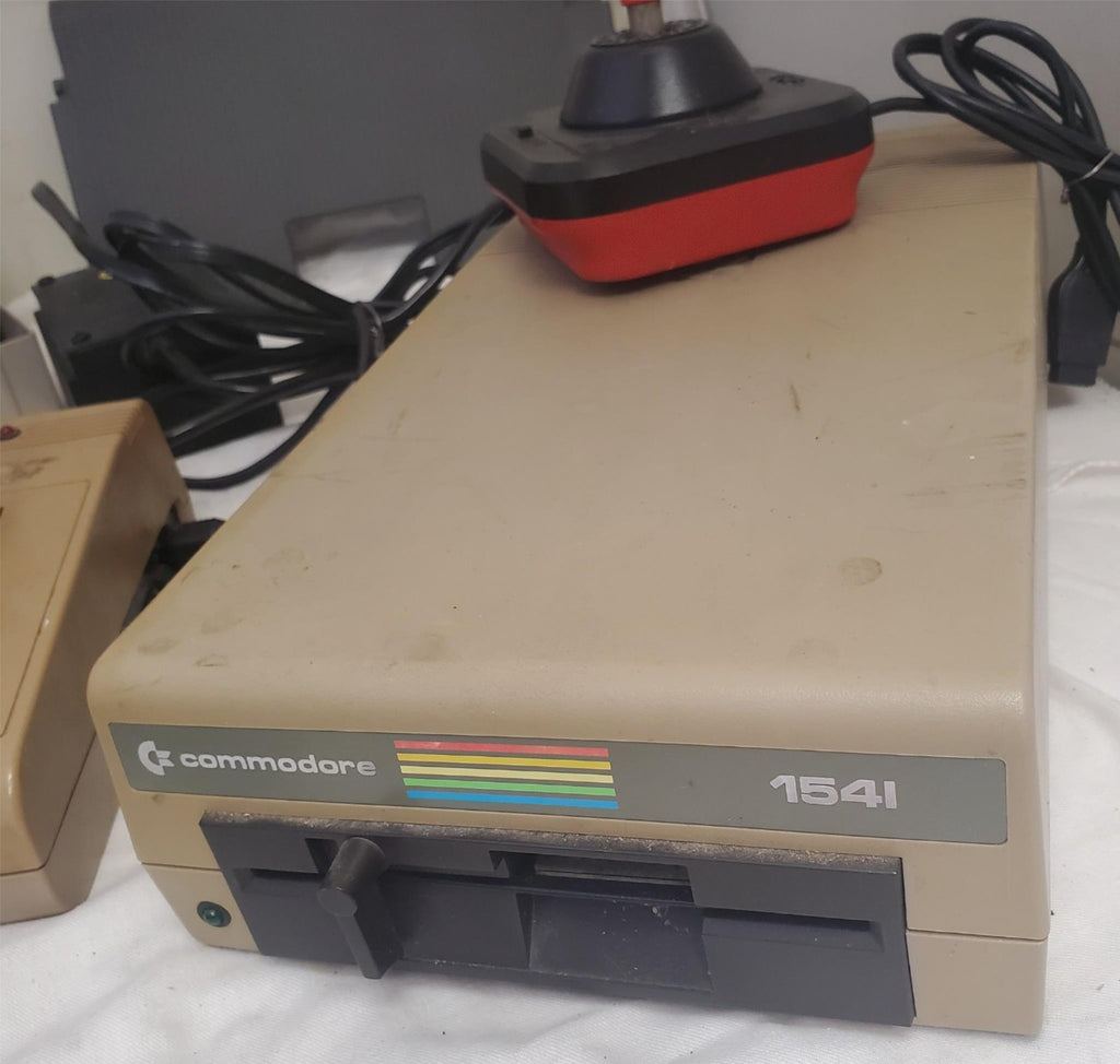 Vintage Commodore 64 Computer System w/ 1541 Disk Drive, Joystick, Floppy Disks