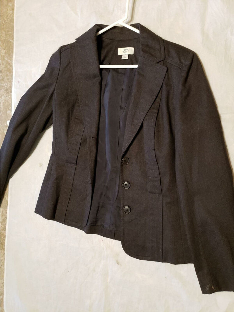 Ann Taylor Loft Womens Wool Brown 3 Button Long Sleeve Size 4 Coat Blazer Jacket