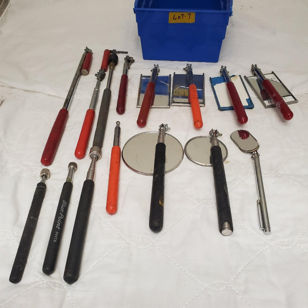 Lot of 15 Assorted Telescoping Inspection Mirror & Pickup Magnet Set LOT-7