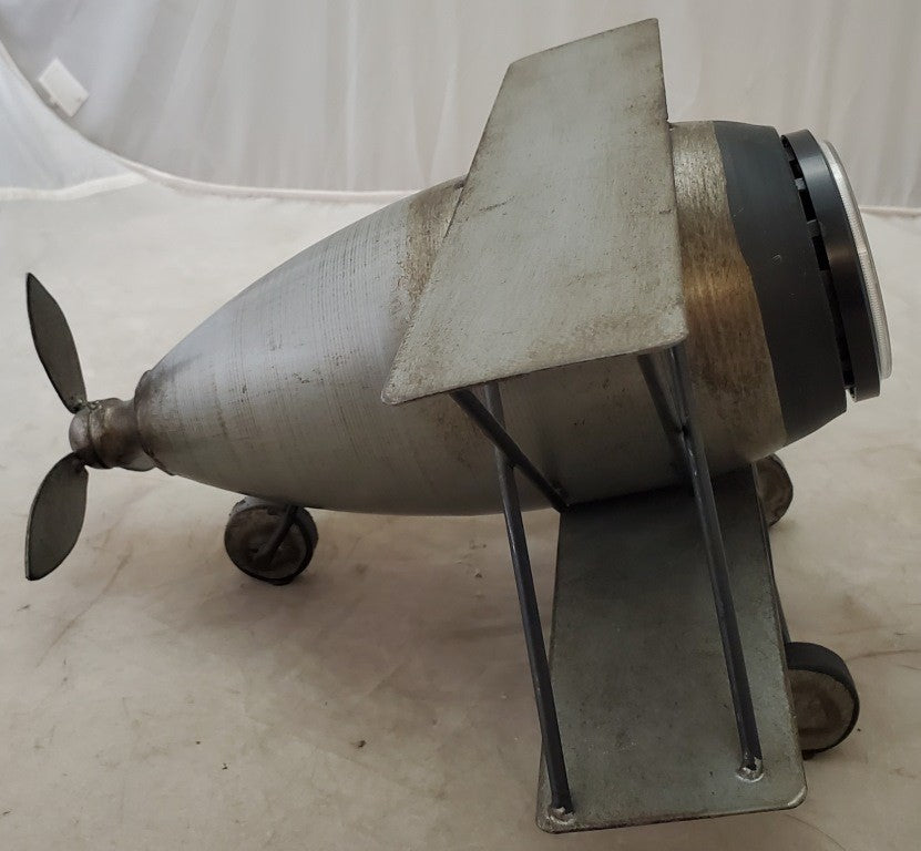 Antique Vintage Airplane-Biplane Metal Table Clock
