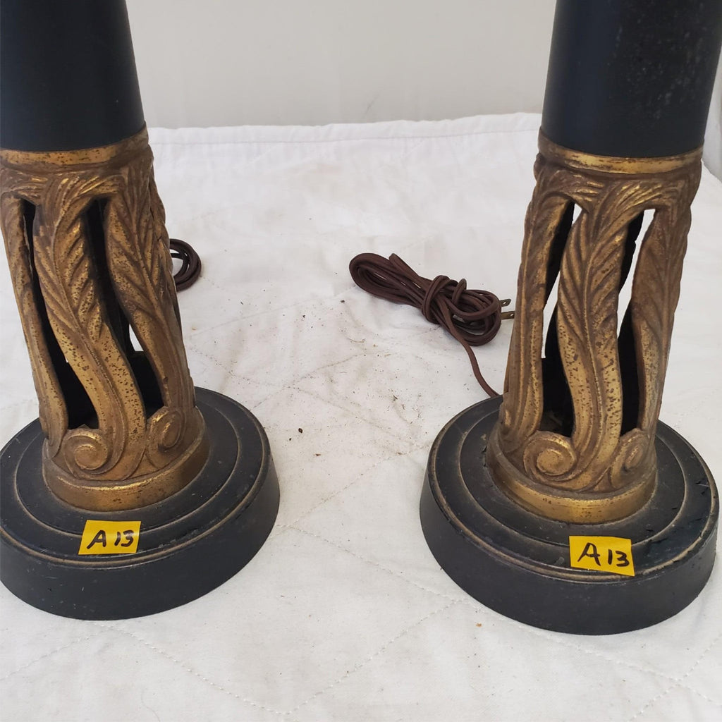 Lot of 2 Vintage Brass Candelabra Table Lamps A13