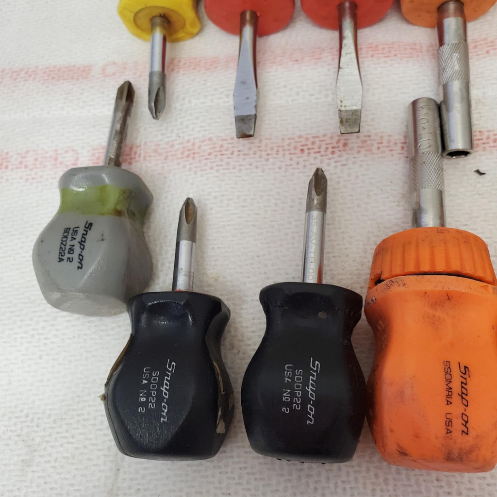 Lot of 13 Snap on Stubby Screwdriver & Ratcheting Screwdriver LOT-1044