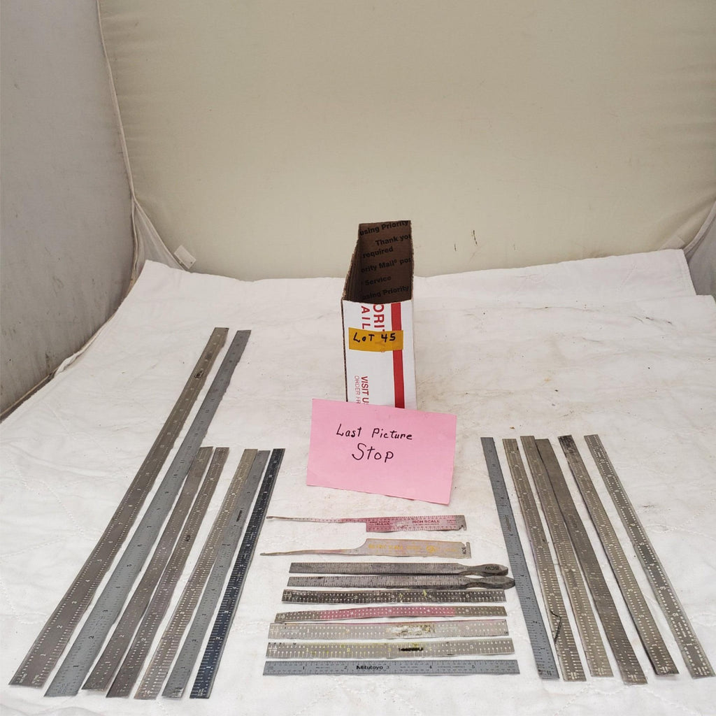 Lot of 16 Vintage Metal Measuring Tools Rulers, Calipers & More LOT-45