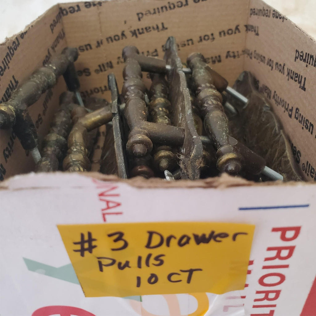 Lot of 10 Vintage Brass Amerock Carriage Cabinet Drawer Pulls w/ Back Plates #3