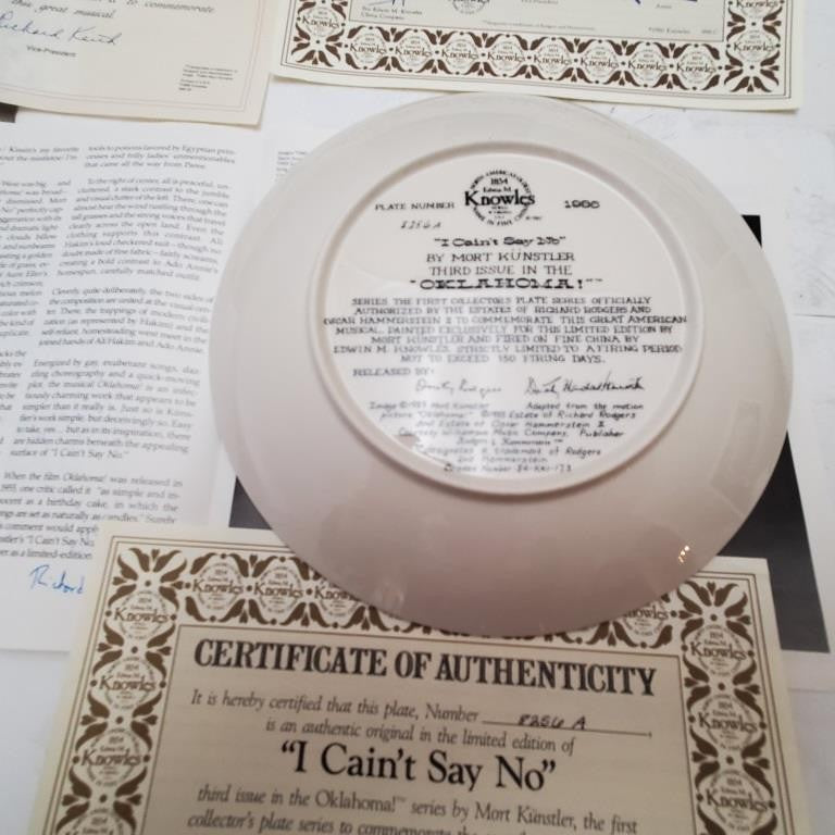 Knowles Collectors Plate Oh What a Beautiful Morning, I Can't Say No and More