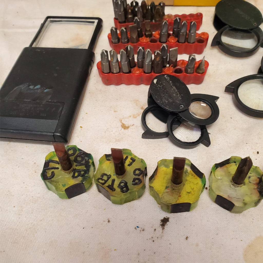 Lot of Screwdriver Bits and Magnifying Tools
