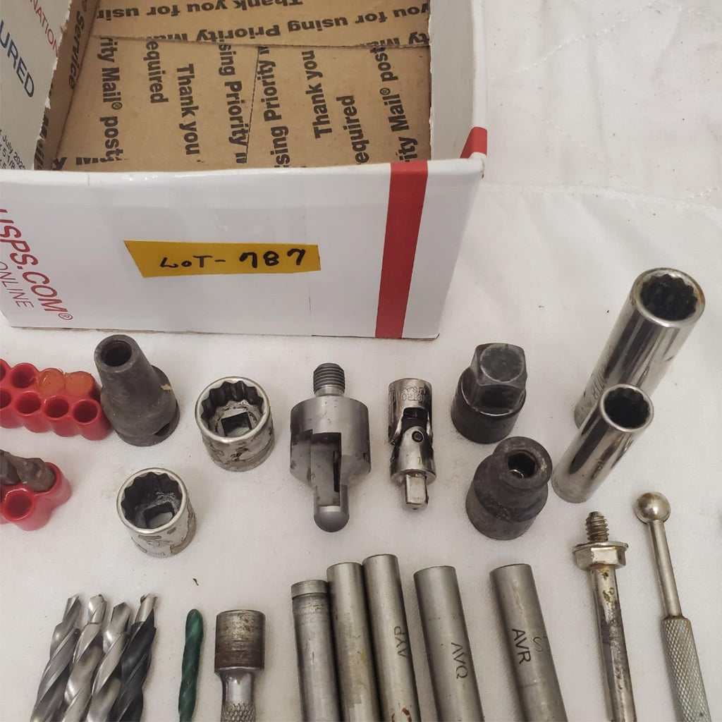 Mixed Lot of Metalworking Tools with Clamps Drill Bits & Socket Adapters LOT-787