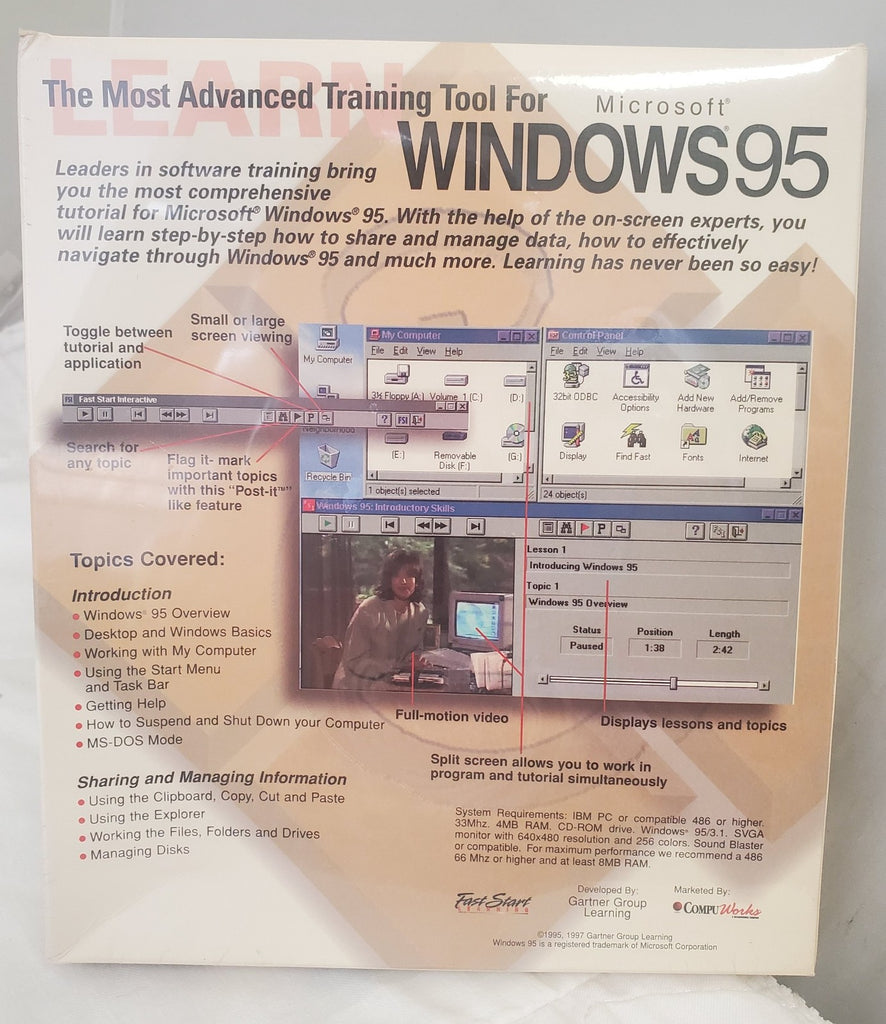 Vintage 1995 Learn Windows 95 Introduction by CompuWorks