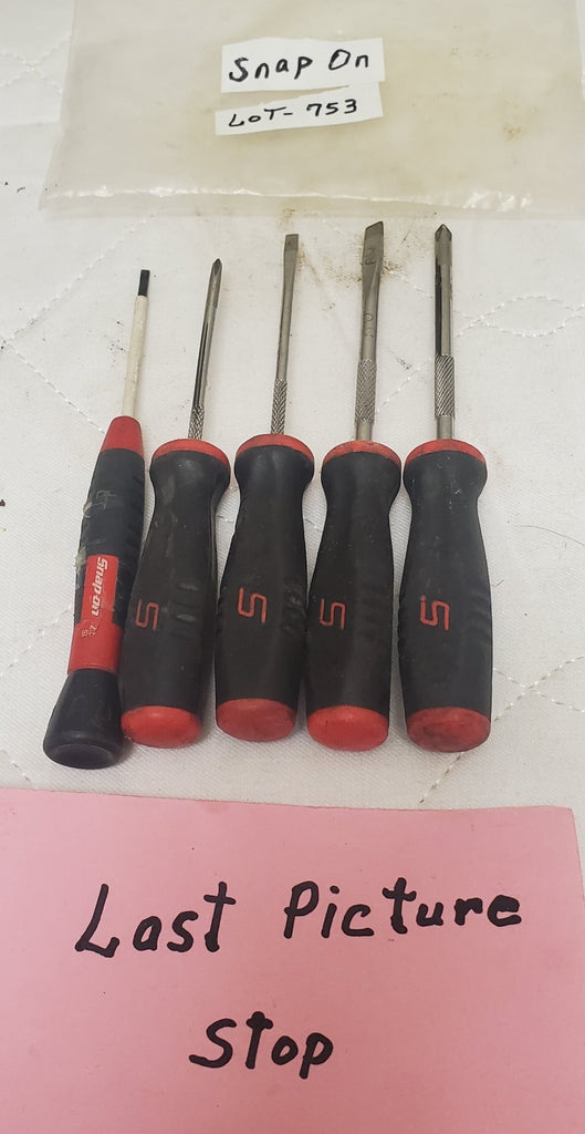 Lot of 5 Mixed Snap On Soft Grip Handle Screwdriver Set LOT-753
