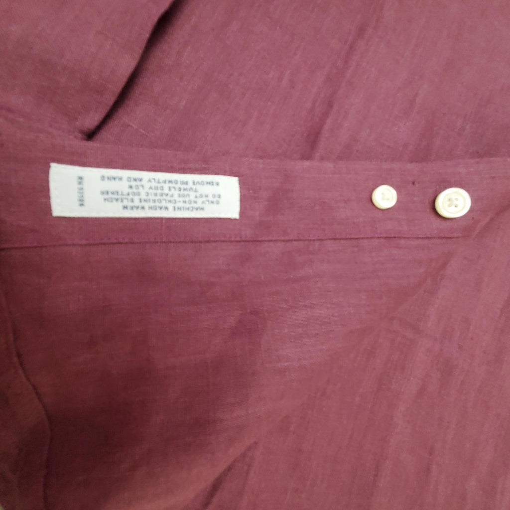Brooks Brothers Men's Button Down Shirt Size Medium Burgundy Shoulder Epaulets