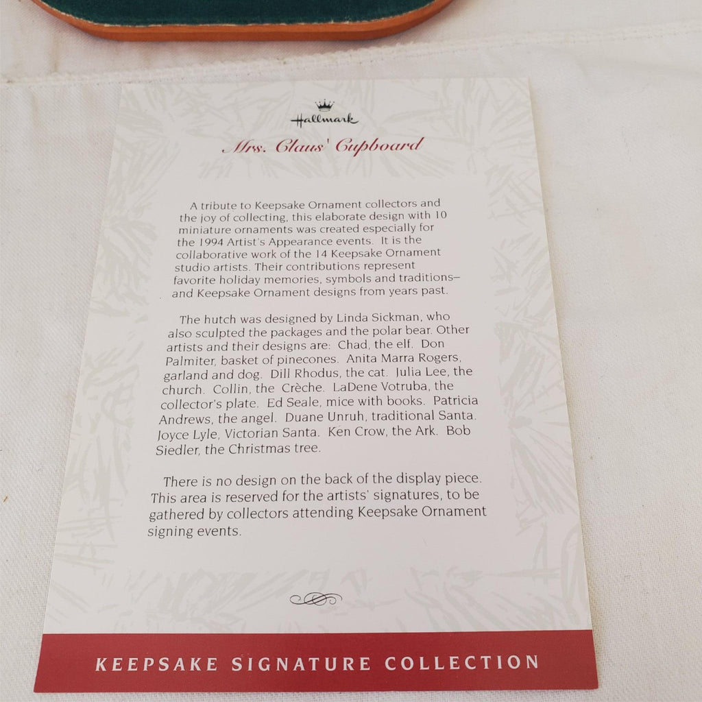 Hallmark Keepsake Ornaments Mrs. Calude Cupboard Mini Ornaments w/ Display Piece