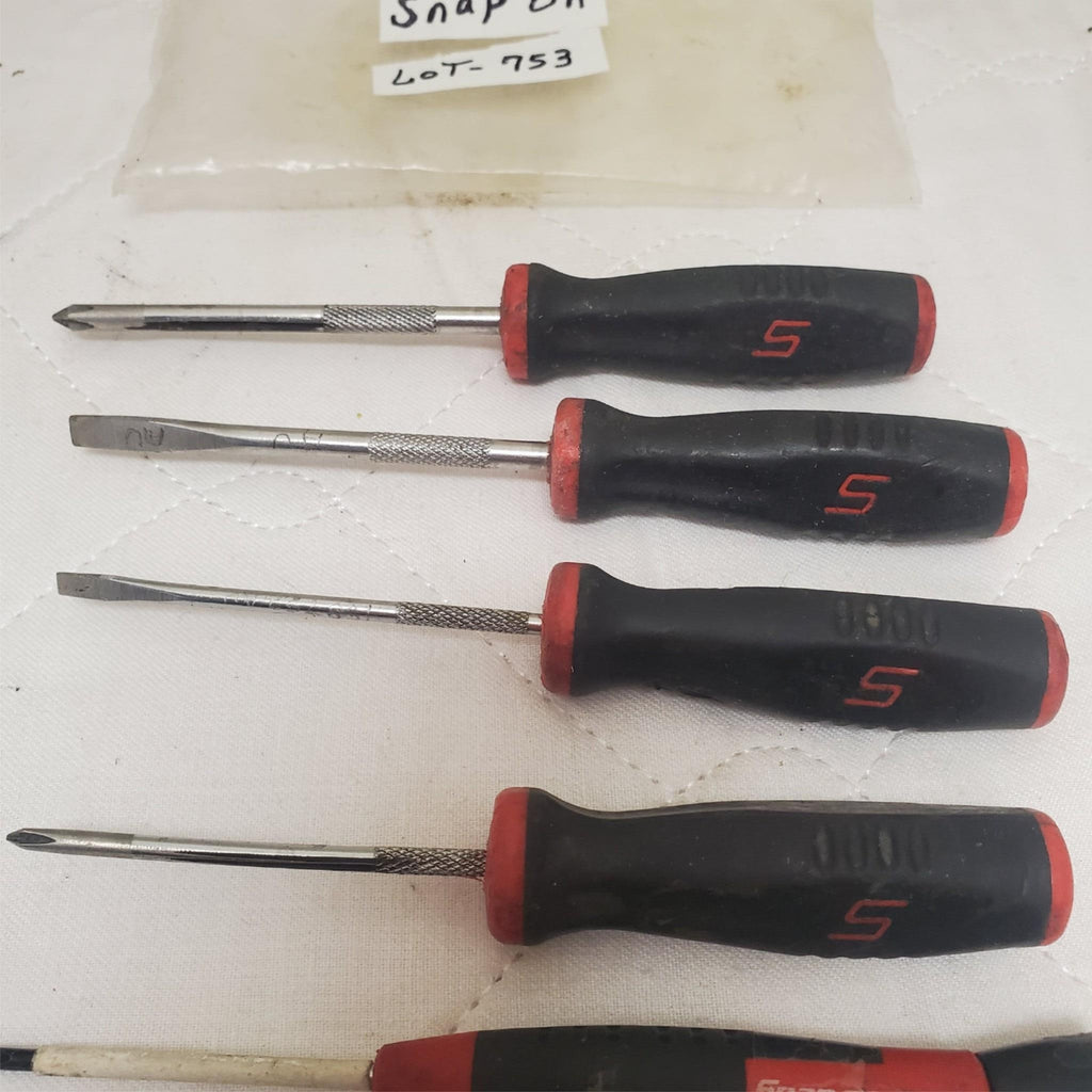 Lot of 5 Mixed Snap On Soft Grip Handle Screwdriver Set LOT-753