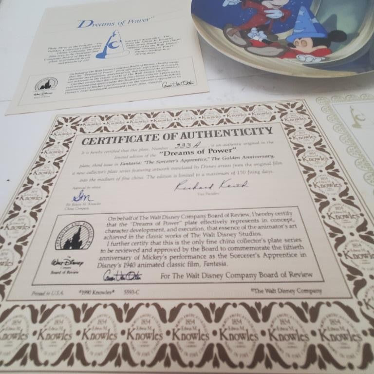 Walt Disney's Fantasia “Dreams of Power” Collector's Plate Edwin M. Knowles 1991
