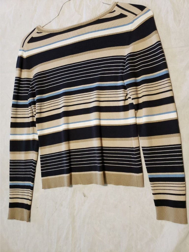 Ann Taylor Loft Womens Striped Multicolor Round Neck Pullover Size Small Sweater