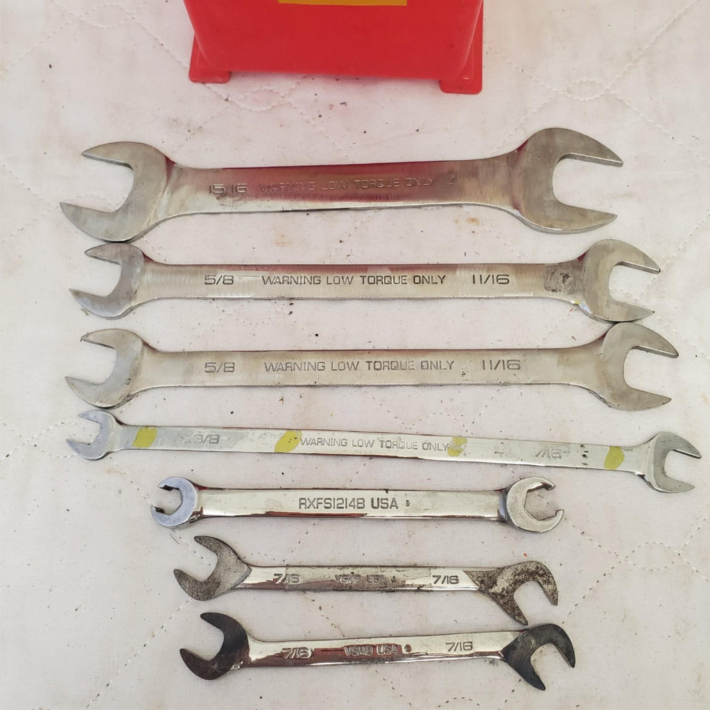 Lot of 7 Snap-On Standard 4-Way Angle Open End Wrench LOT 543