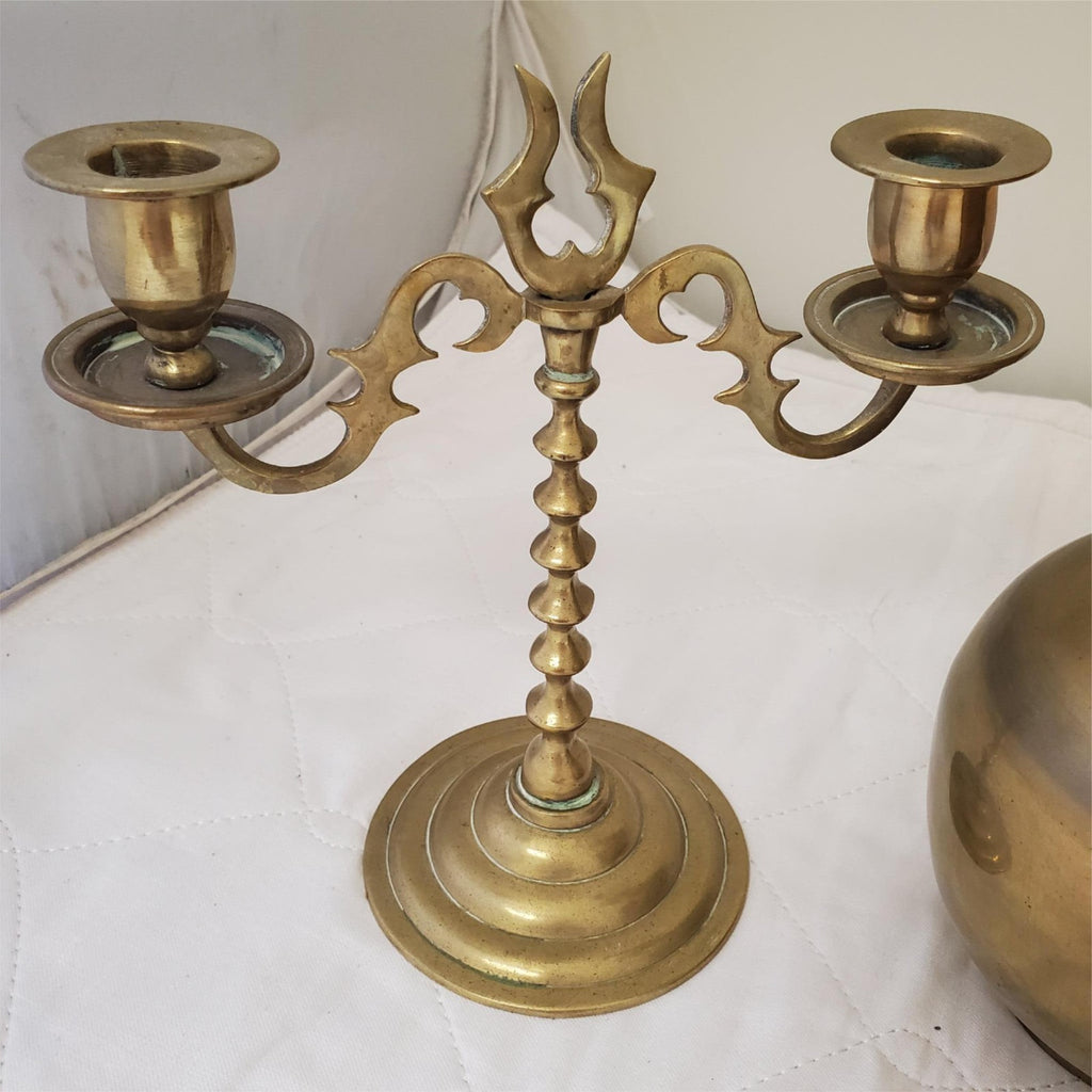 Antique Brass Vase and Baldwin Vintage Solid Brass