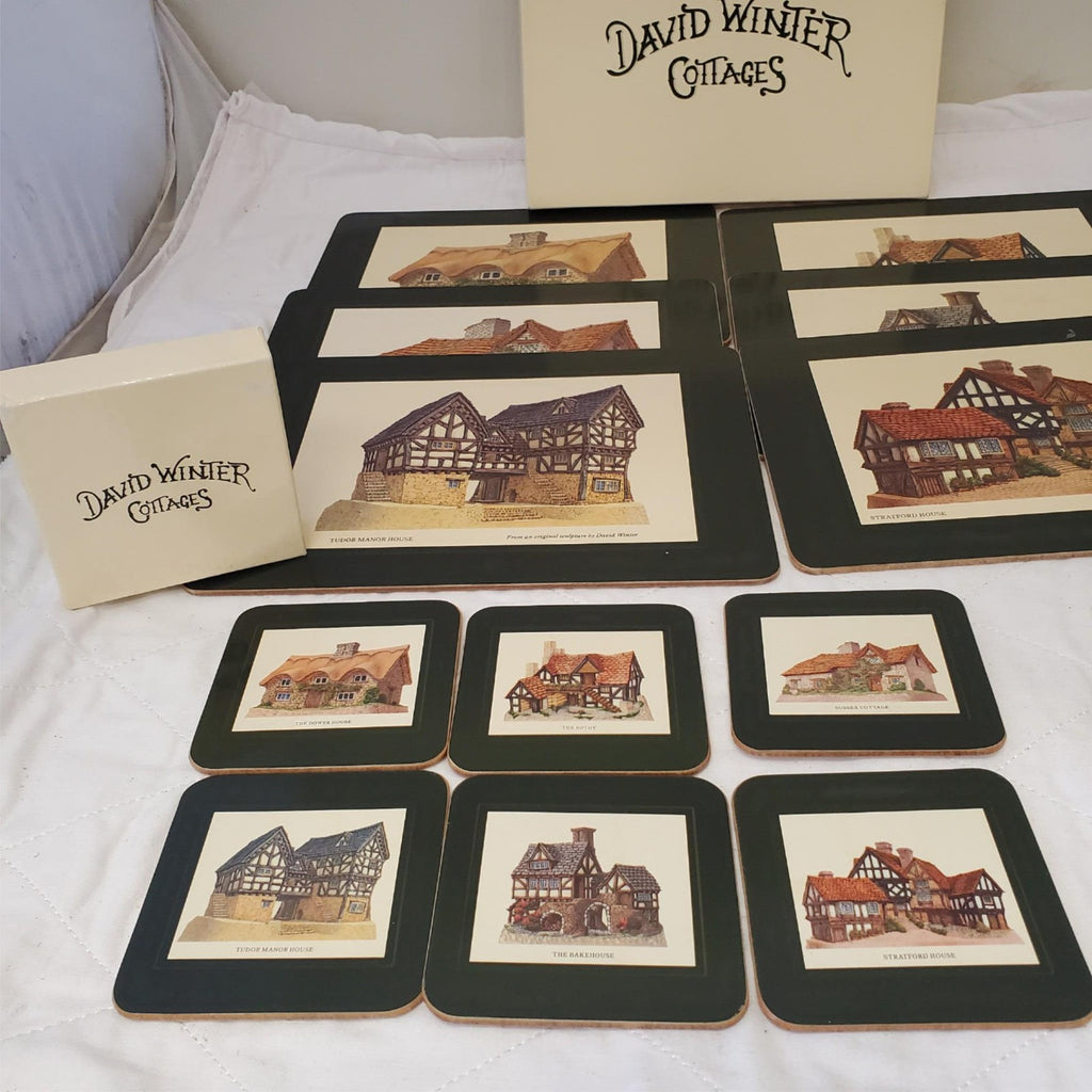 David Winters Cottages Table Mats & Coasters Set of 6 Cork Back