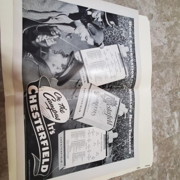 Vintage Used FOOTBALL Brown Yale GAME Official Program November 11, 1944