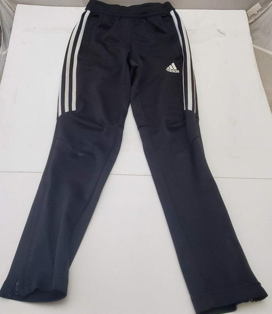 Adidas Pants Boys Medium Gray White Striped Casual Gym Workout Zipper Youth