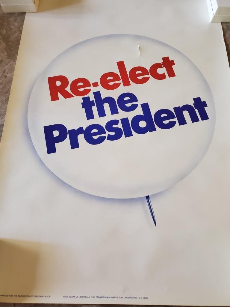 Rare Richard Nixon Re-elect The President Political Campaign Poster