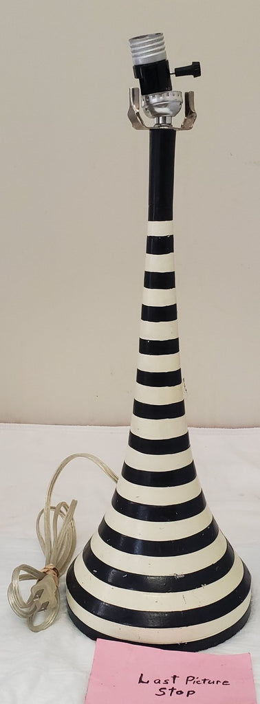 Retro Vertical Black & White Stripped Italian Glazed Table Lamp