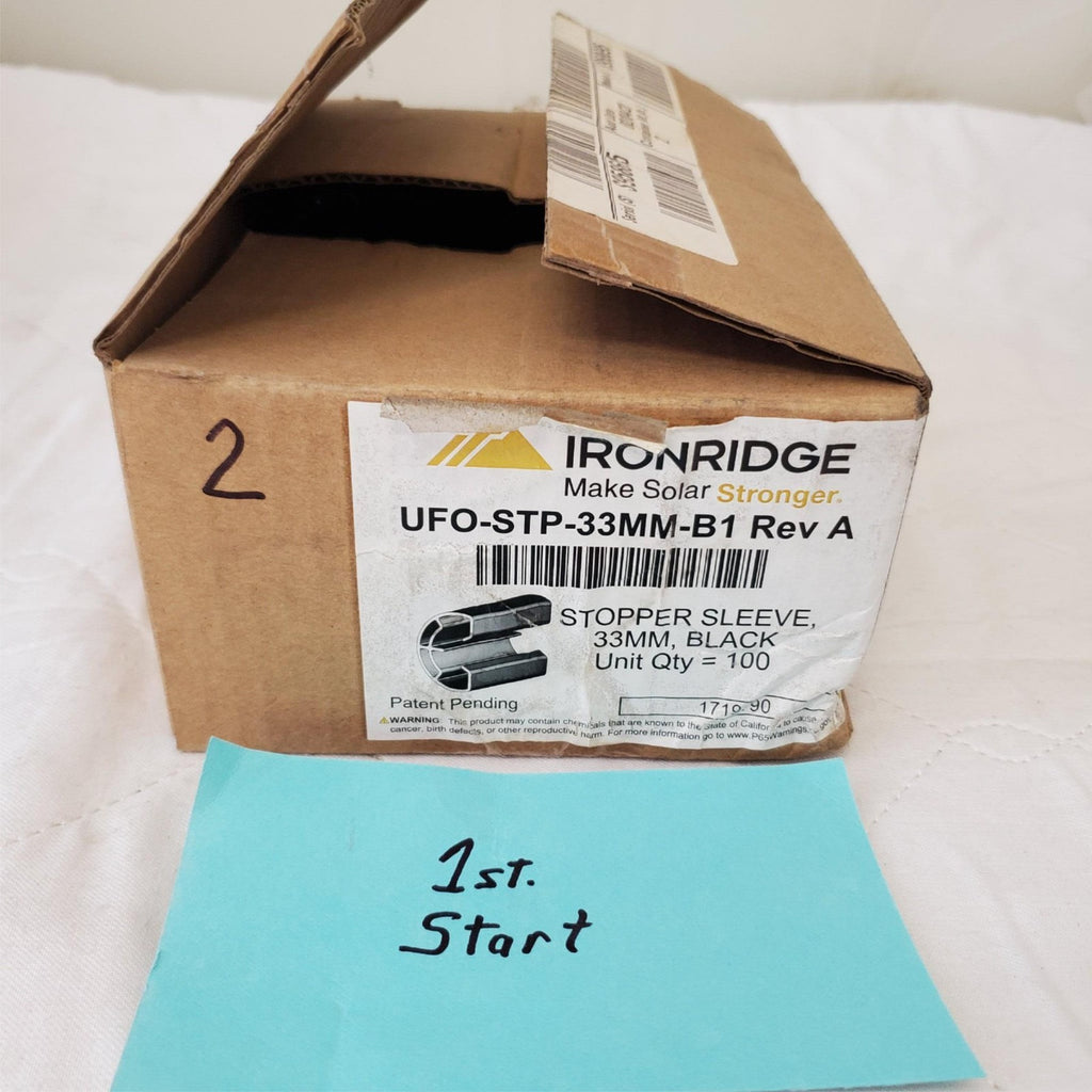 IronRidge UFO-STP-33mm-B1 Rev A 100 Qty Stopper Sleeves Black
