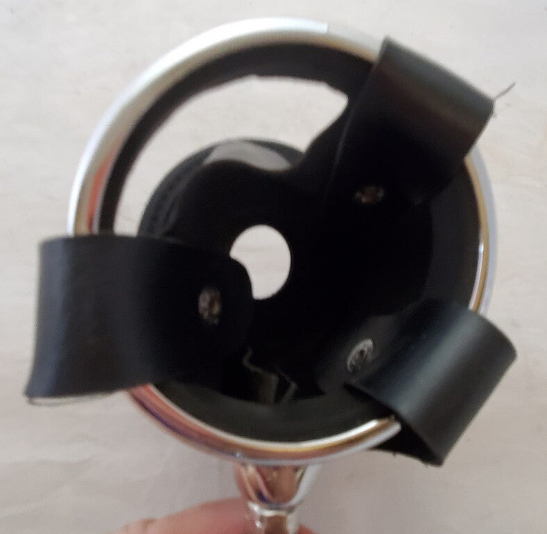 Used Black Leather and Metal Motorcycle Cup Holder