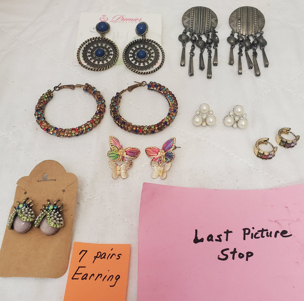 Lot of 7 Vintage Retro Dangle Stud Earrings