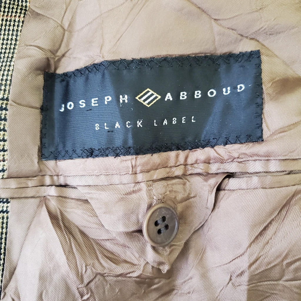Joseph Abboud Sink Cashmere Copper Brown Check Blazer Suit Jacket Sport Coat 44L