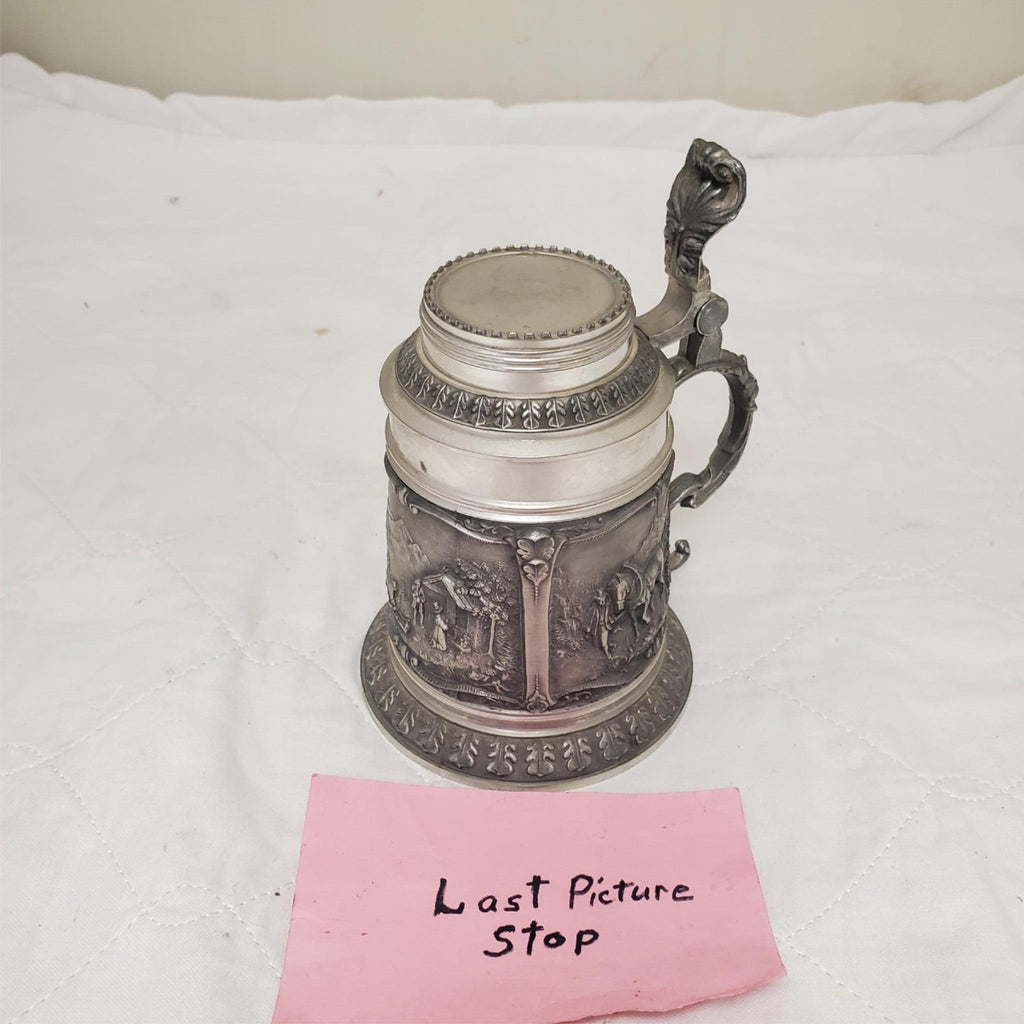 Vintage SKS PEWTER 95% Zinc Lidded Mini Beer Stein