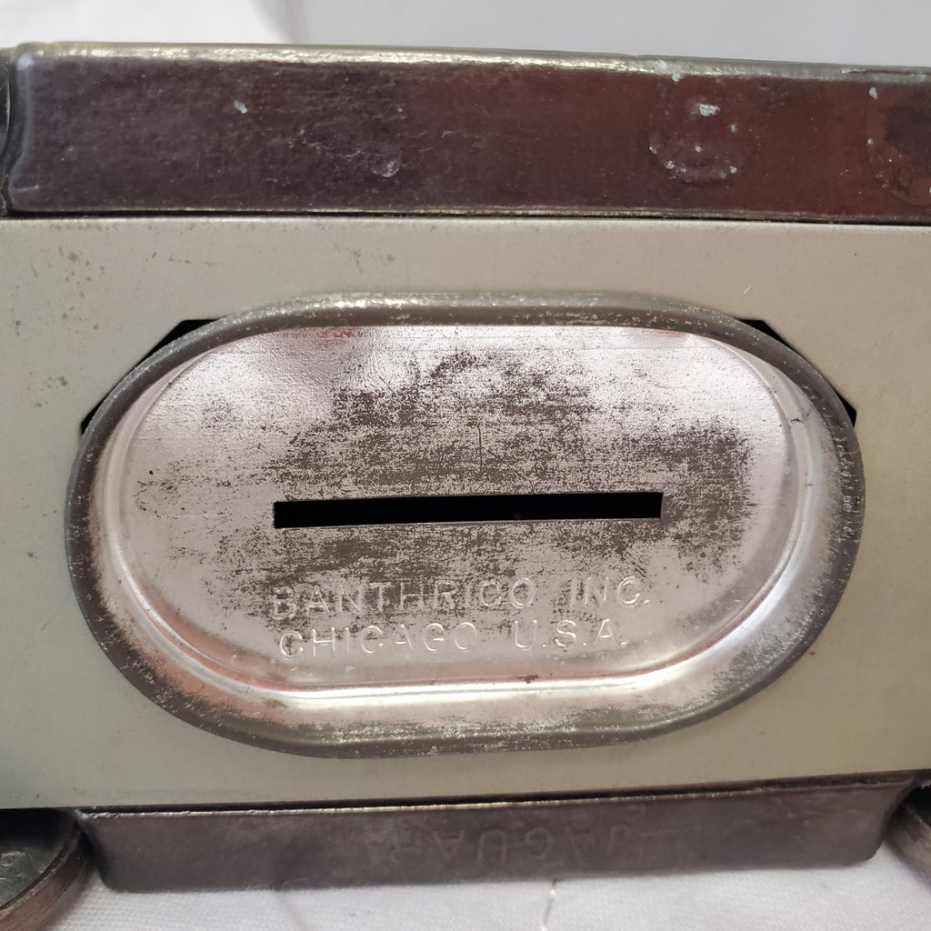 Vintage 1955 Banthrico Inc. Jaguar Cast Metal Car Coin Bank