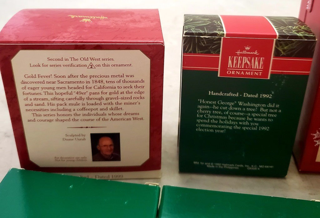 8 Hallmark Keepsake Defending the Flag Honest George, Prospector & More Ornament