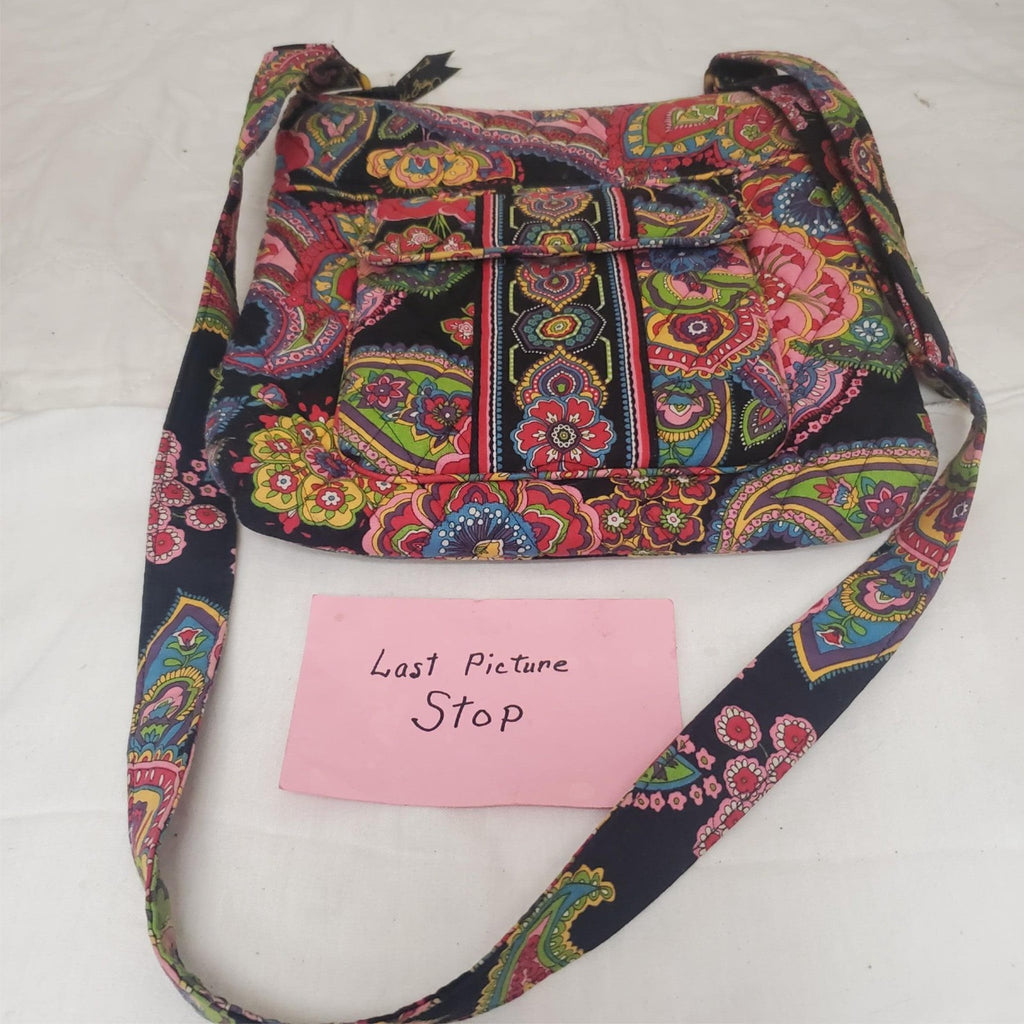 Vera Bradley 10"x10" Black Pink Quilted Filigree Purse Tote Shoulder Handbag