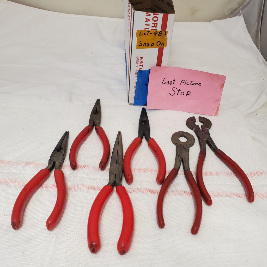 Lot of 6 Snap on Needle  Nose Pliers 6" Cushion Grip Red USA Lot-983