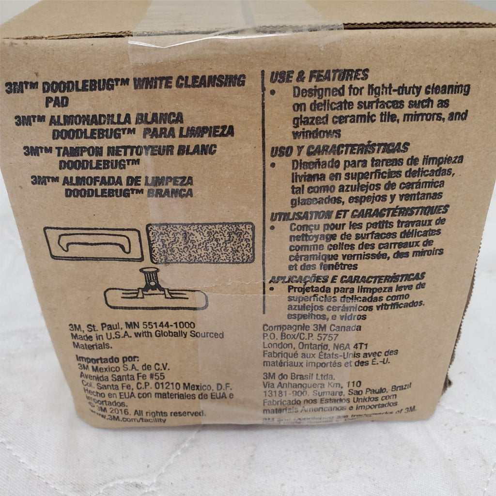 3M Doodlebug 8440 White Cleansing Pad (5pk) light-duty cleaning 10”x 5” X 1”